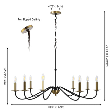 Wicklow 40" 8-Light Bohemian Farmhouse Iron LED Chandelier